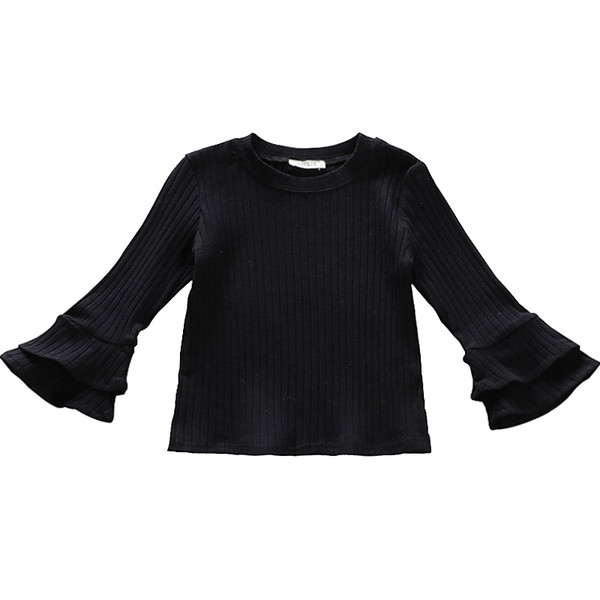 Bluză pentru copii modernă pentru fete cu mâneci lotus în negru, alb și roz