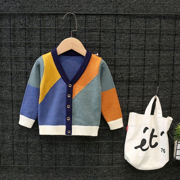 Παιδική ζακέτα  για τα αγόρια σε σχήμα V σε δύο χρώματα