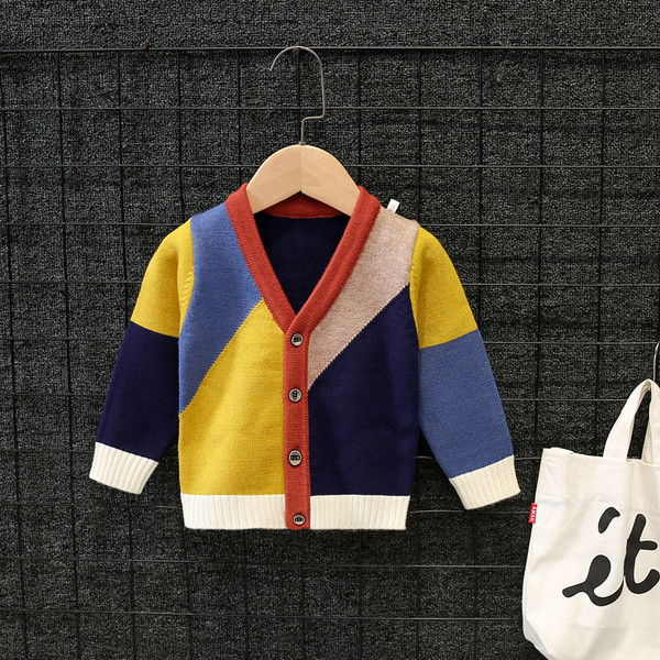 Παιδική ζακέτα  για τα αγόρια σε σχήμα V σε δύο χρώματα