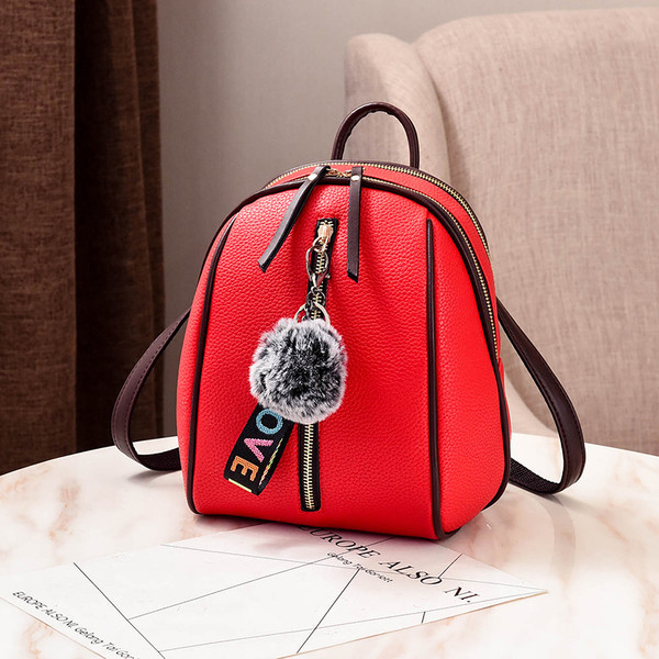 Стилна дамска раница с пух от еко кожа в няколко цвята