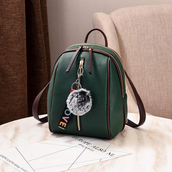 Стилна дамска раница с пух от еко кожа в няколко цвята
