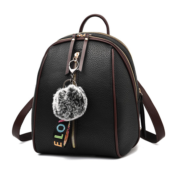 Стилна дамска раница с пух от еко кожа в няколко цвята