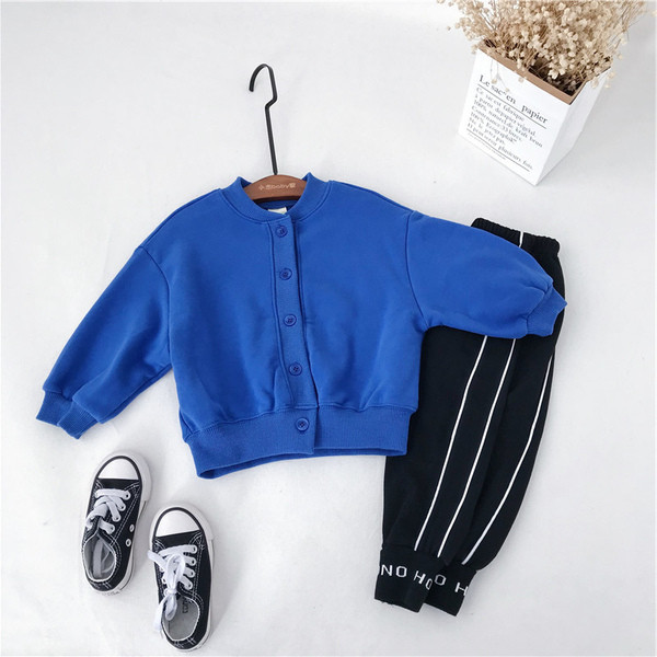 Vesta pentru copii cu nasturi si guler in forma de O in albastru