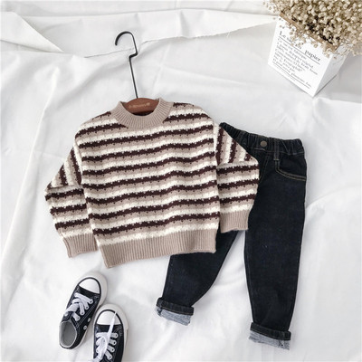 Pulover casual pentru copii cu dungi pentru baieti in doua culori