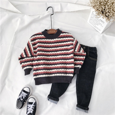 Pulover casual pentru copii cu dungi pentru baieti in doua culori