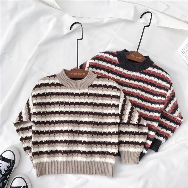 Pulover casual pentru copii cu dungi pentru baieti in doua culori