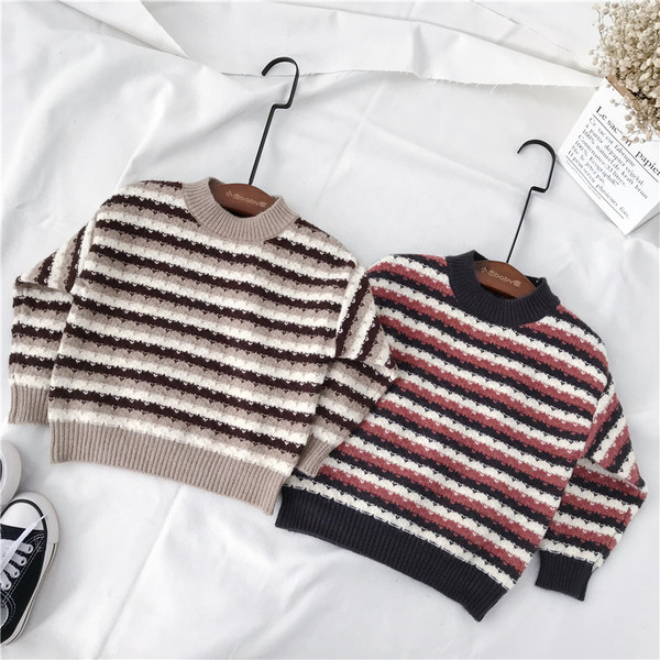 Pulover casual pentru copii cu dungi pentru baieti in doua culori