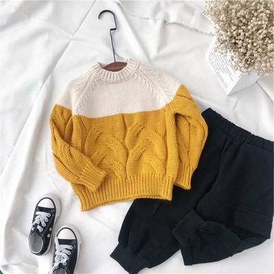 Παιδικό πουλόβερ για αγόρια σε μπλε και κίτρινο χρώμα