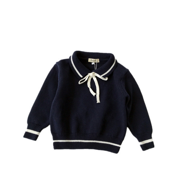 Pulover pentru copii modern in doua culori cu guler si cravata potrivit pentru fete si baieti