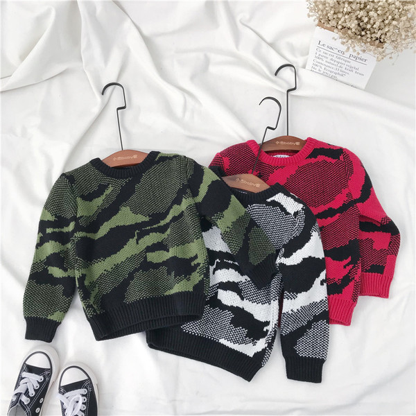 Pulover casual pentru copii pentru baieti cu model de camuflaj in trei culori