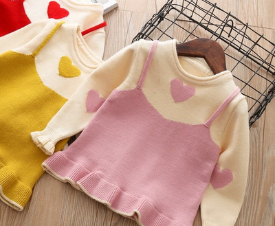 Модерен детски пуловер за момичета в три цвята