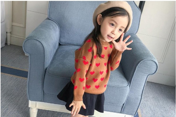 Pulover pentru fete pentru copii cu model maro