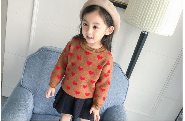 Pulover pentru fete pentru copii cu model maro