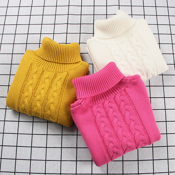 Pulover de iarna pentru copii pentru fete cu guler inalt in trei culori