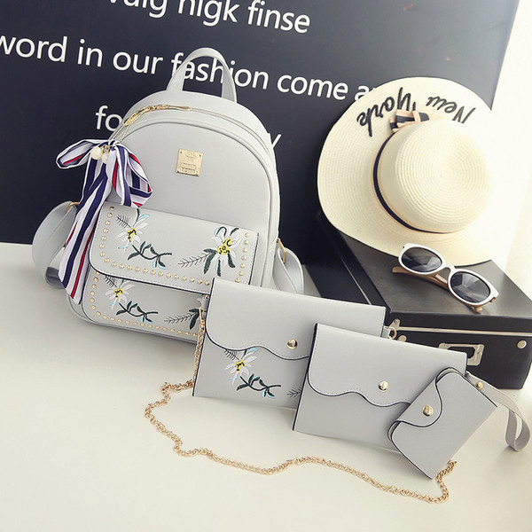 Négy részből álló készlet ökobőr hímzéssel, három színben