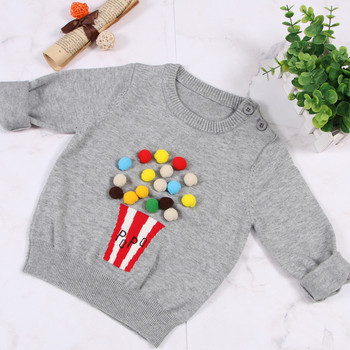 Модерен детски пуловер за момичета с 3D декорация в три цвята