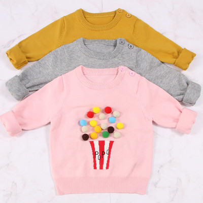 Μοντέρνο παιδικό πουλόβερ για κορίτσια με 3D διακόσμηση σε τρία χρώματα