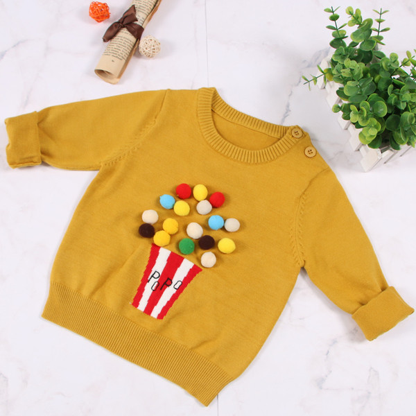Μοντέρνο παιδικό πουλόβερ για κορίτσια με 3D διακόσμηση σε τρία χρώματα