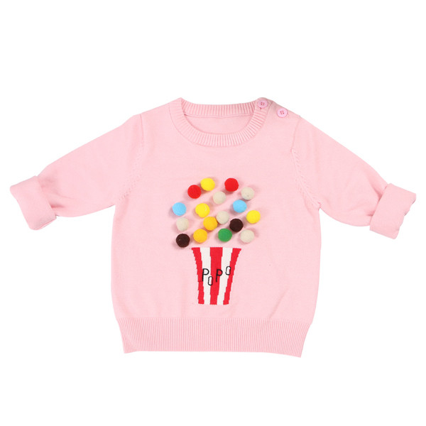 Μοντέρνο παιδικό πουλόβερ για κορίτσια με 3D διακόσμηση σε τρία χρώματα