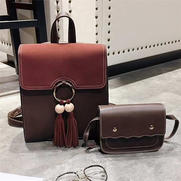 Сет от две части - раница и чанта от еко кожа в три цвята