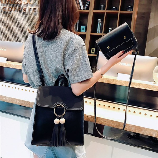 Сет от две части - раница и чанта от еко кожа в три цвята