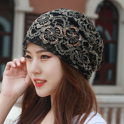 Palarie moderna de dama cu broderie in trei culori