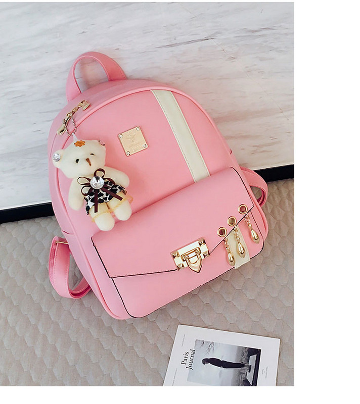 Стилна дамска раница от еко кожа в три цвята с декорация