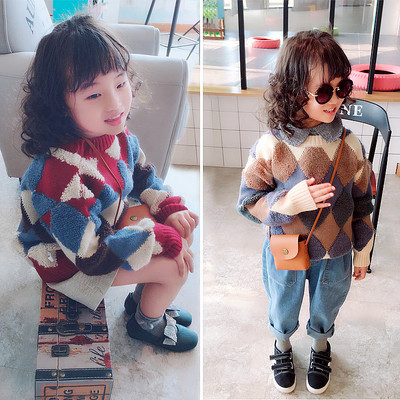 Стилен детски пуловер за момиче в два цвята