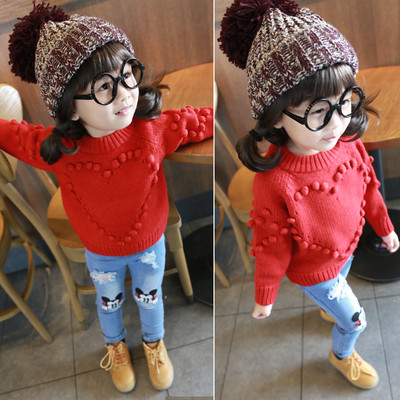 Модерен детски пуловер с 3D елементи в червен цвят