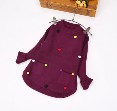 Pulover pentru fete pentru copii cu buzunare si elemente 3D in mai multe culori