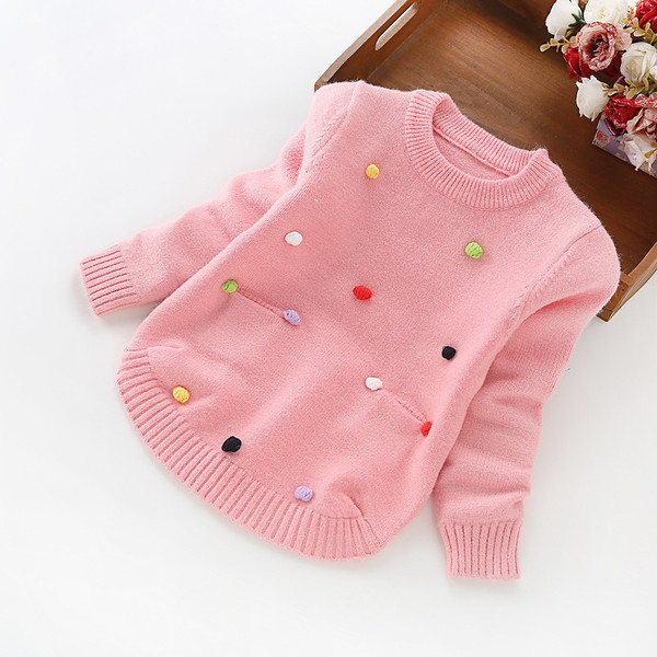 Pulover pentru fete pentru copii cu buzunare si elemente 3D in mai multe culori