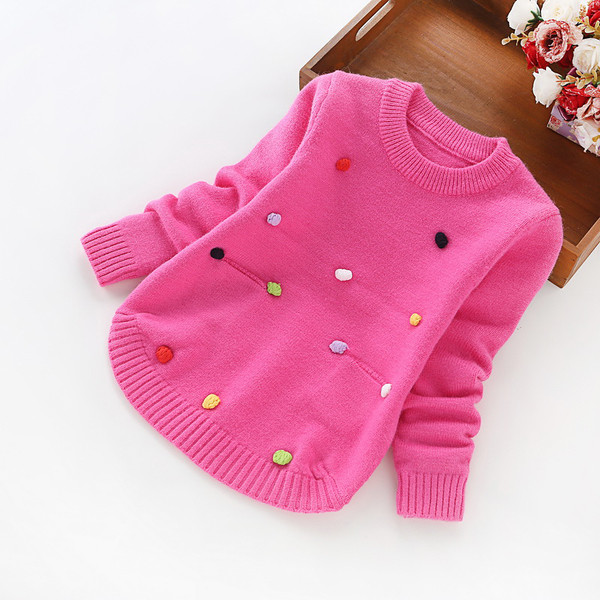 Pulover pentru fete pentru copii cu buzunare si elemente 3D in mai multe culori