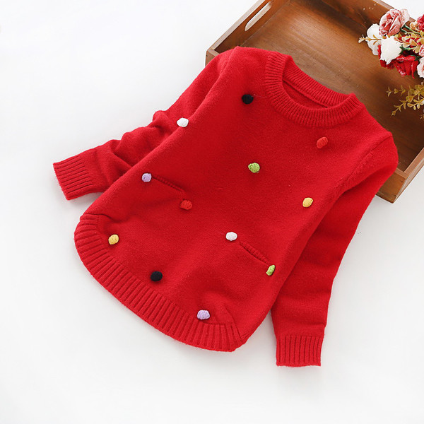 Pulover pentru fete pentru copii cu buzunare si elemente 3D in mai multe culori