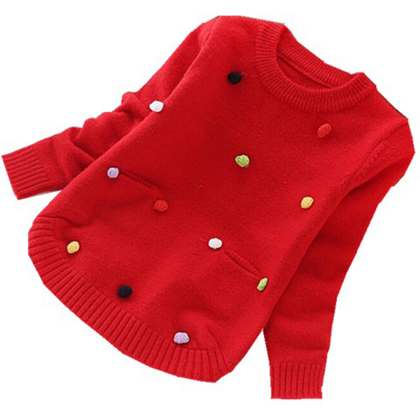 Pulover pentru fete pentru copii cu buzunare si elemente 3D in mai multe culori