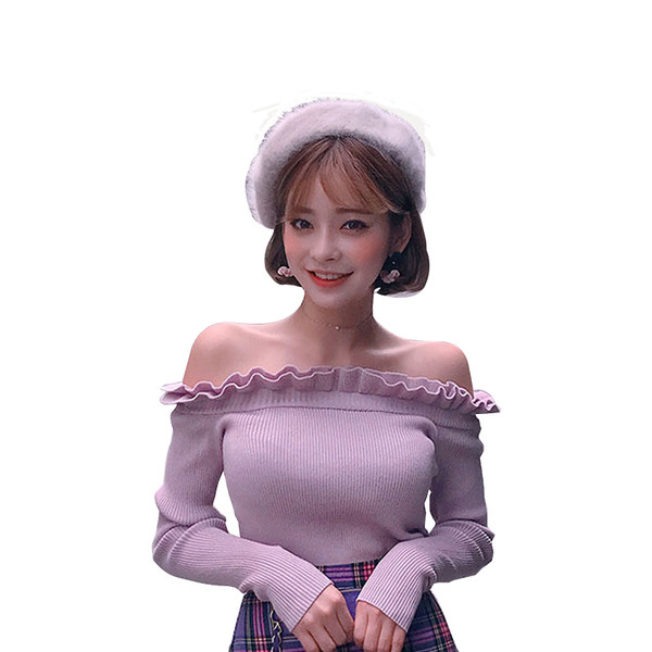 Pălărie modernă de puf pentru femei în diferite culori - două modele