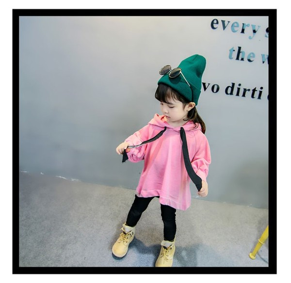 Спортен суичър за момичета с качулка в син и розов цвят