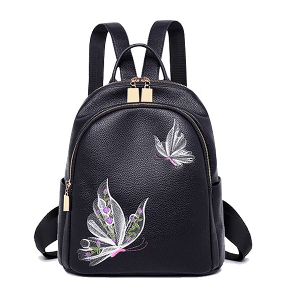 Rucsac actual de dama in negru cu broderie - trei modele