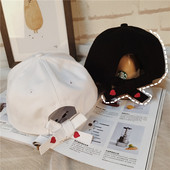 Palarie casual de dama cu vizor in alb si negru