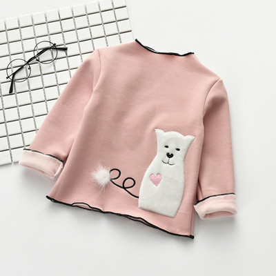 Bluza copii din bumbac pentru fete cu decor in trei culori