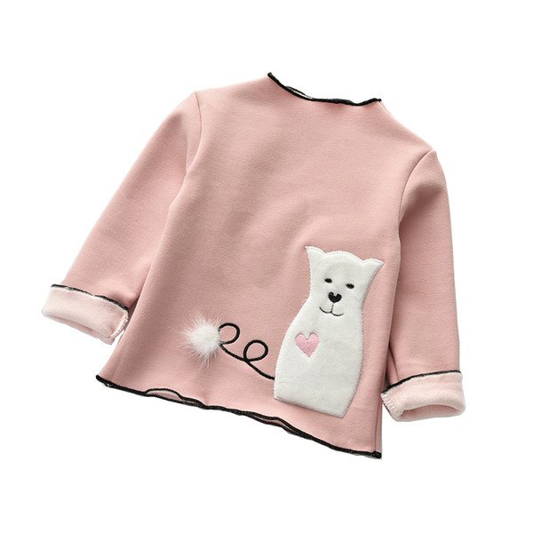 Bluza copii din bumbac pentru fete cu decor in trei culori