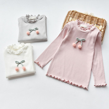 Μοντέρνα παιδική μπλούζα για κορίτσια με 3D διακόσμηση σε τρία χρώματα