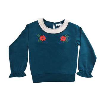 Μοντέρνα παιδική μπλούζα για κορίτσια με λουλούδια σε δύο χρώματα