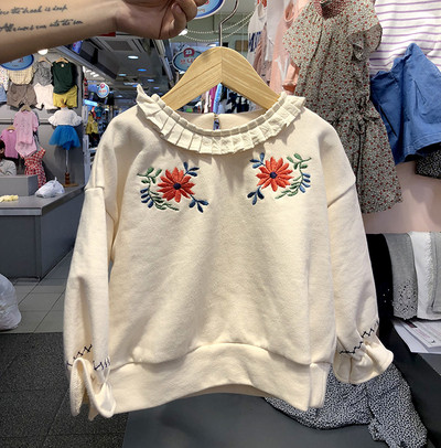 Μοντέρνα παιδική μπλούζα για κορίτσια με λουλούδια σε δύο χρώματα