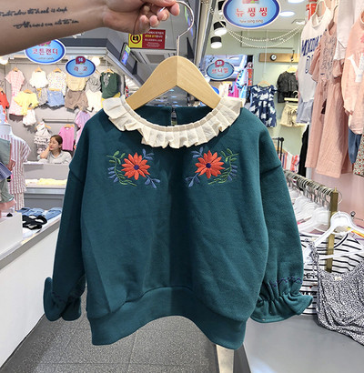 Μοντέρνα παιδική μπλούζα για κορίτσια με λουλούδια σε δύο χρώματα