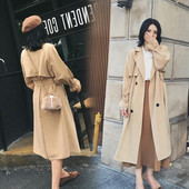 Модерно дамско палто широк модел с колан  в два цвята