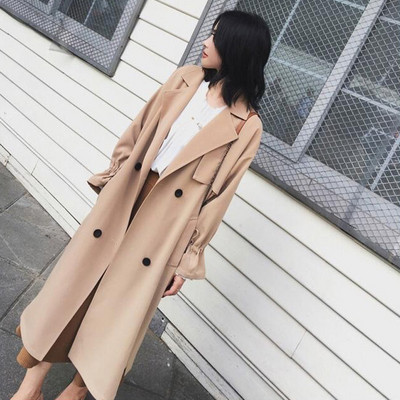 Модерно дамско палто широк модел с колан  в два цвята