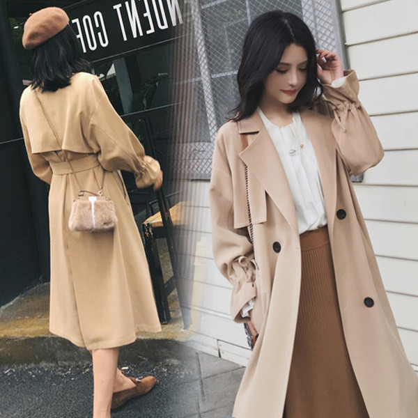 Модерно дамско палто широк модел с колан  в два цвята 