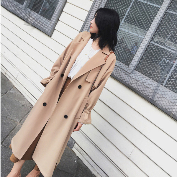 Модерно дамско палто широк модел с колан  в два цвята 