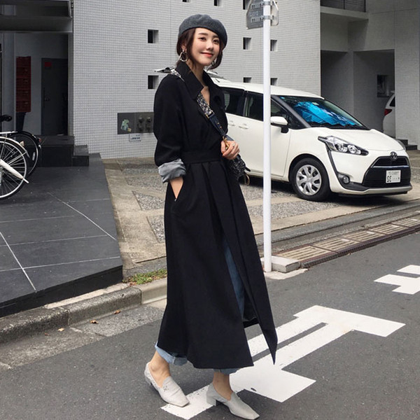 Стилно дамско палто дълъг  модел с V-образна яка в три цвята 