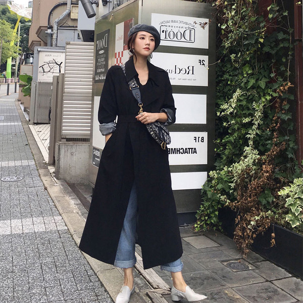 Стилно дамско палто дълъг  модел с V-образна яка в три цвята 